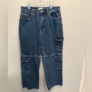 PacSun Dark Indigo '90s Boyfriend Cargo Jeans Cropped Size 28
